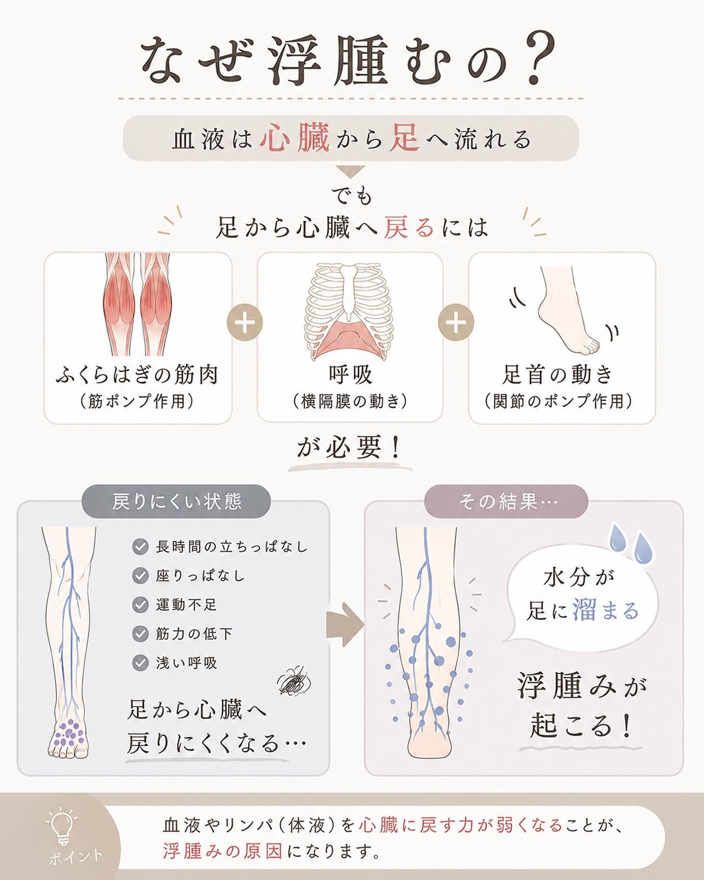 【その足のむくみ、筋ポンプが働いていないかも？】
